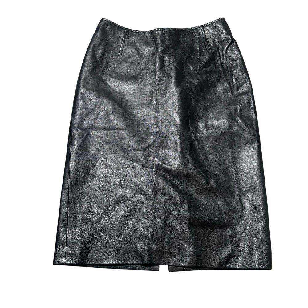 M.B. Made in Italy Black Leather Skirt